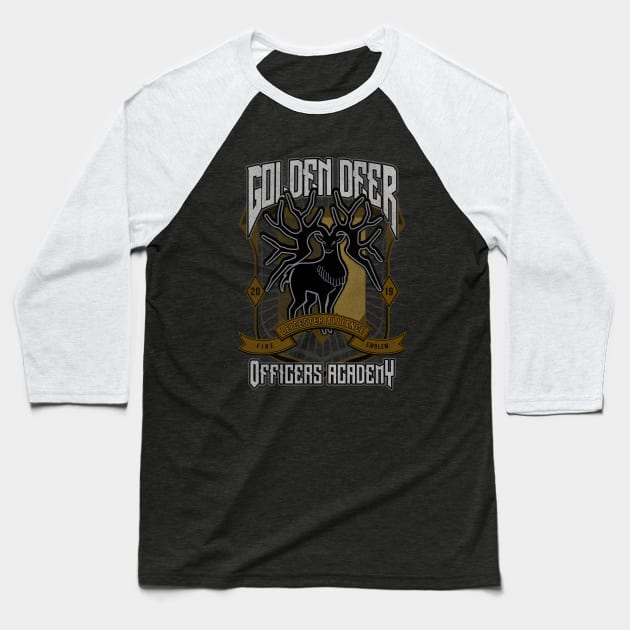 Golden Deer Crest Baseball T-Shirt by ursulalopez